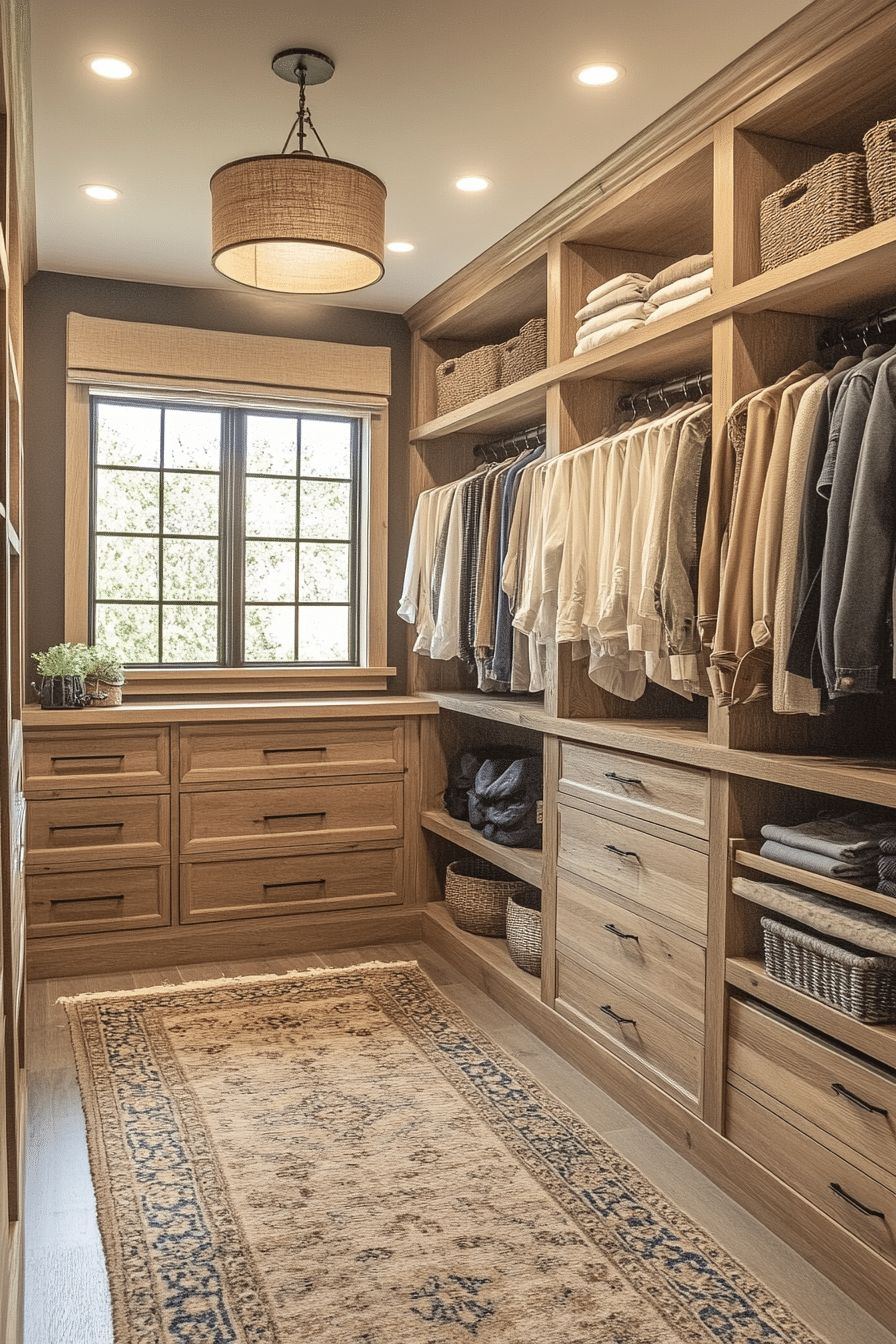 Oak closet with window seat in Rockledge FL by ELSO Contracting