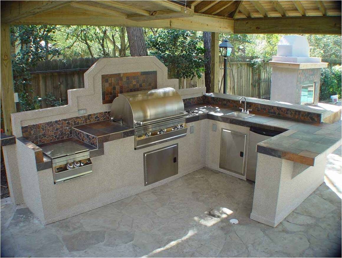 L-shaped outdoor kitchen grill island Viera FL