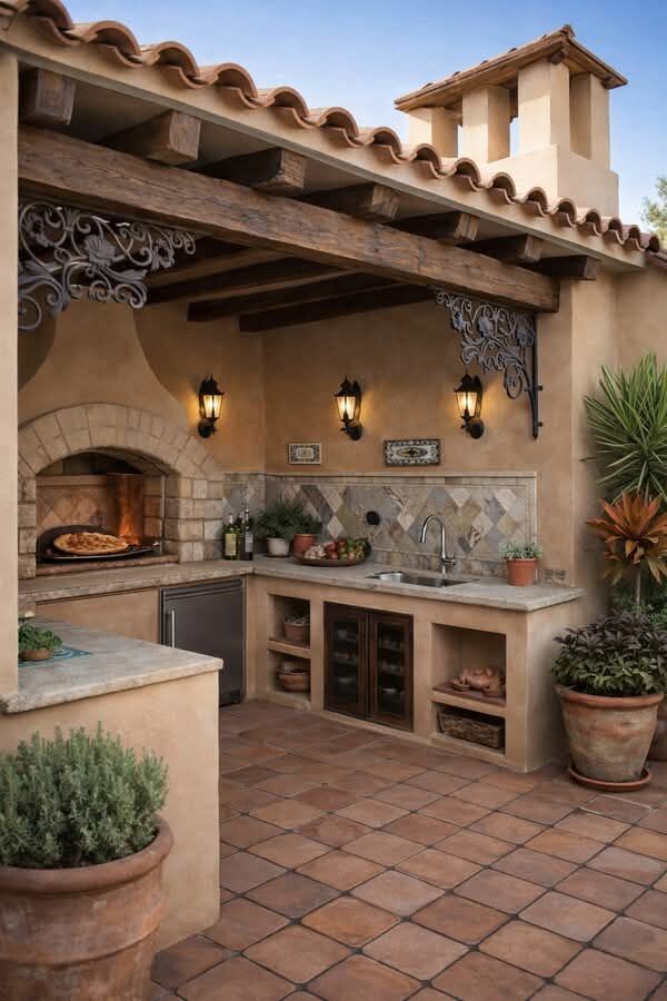 Mediterranean outdoor kitchen pizza oven Brevard County