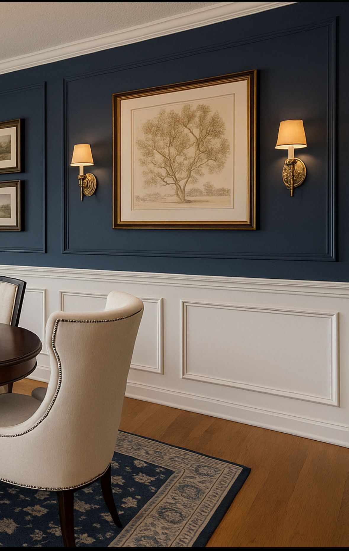 Navy wainscoting dining room in Rockledge FL by ELSO Contracting