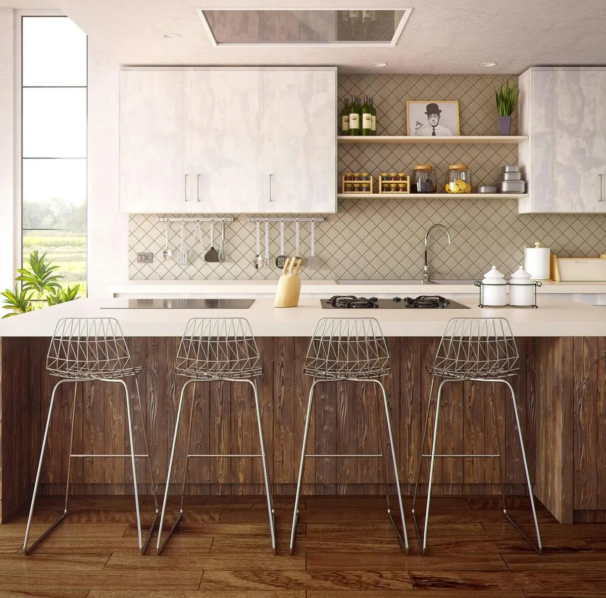 Luxury kitchen with custom cabinets and stone counters